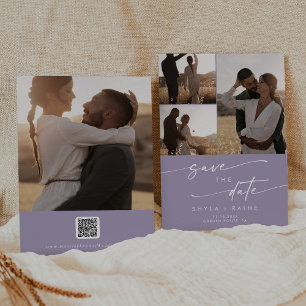 Reserve A Data Código QR de várias fotos com Lavanda púrpura e d