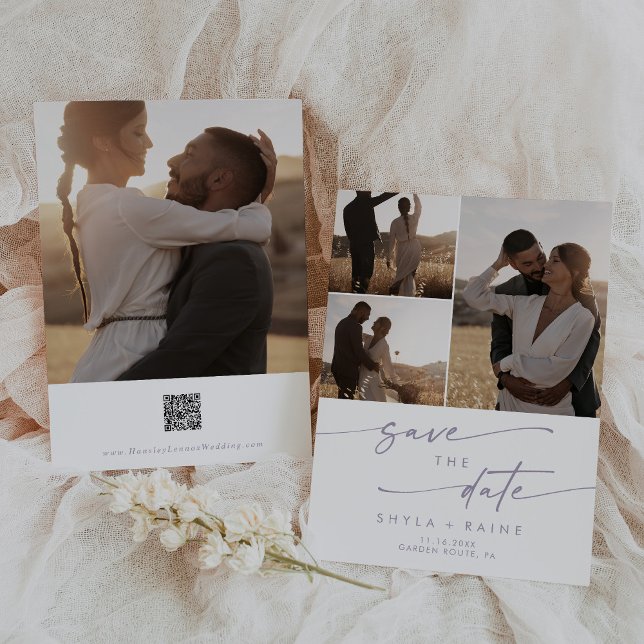 Reserve A Data Código QR de várias fotos roxas roxas duplas com c (Criador carregado)