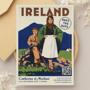 Reserve A Data Código QR do Poster de viagens para Irlanda