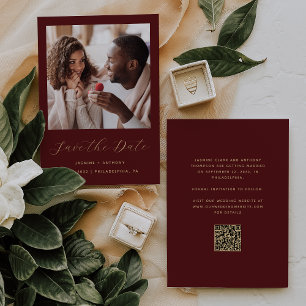 Reserve A Data Código QR do Script Dourado Vermelho de Fotografia