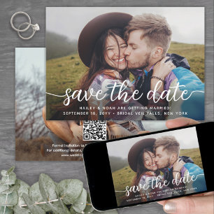 Reserve A Data Código QR & Duas Fotos Simples Roteiro Moderno Cas