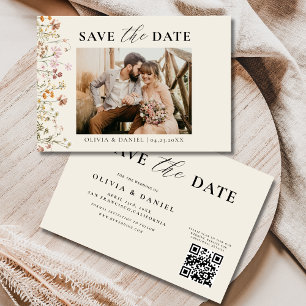 Reserve A Data Código QR Flor Silvestre Floral Casamento