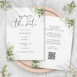 Reserve A Data Código QR Floral de Verdura Rústica Casamento
