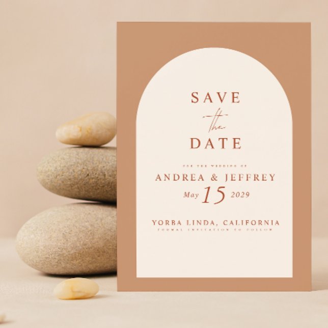 Reserve A Data Código QR Foto do Arch do Terracotta Moderno Salva (Save the Date for our wedding!  #LoveBegins)