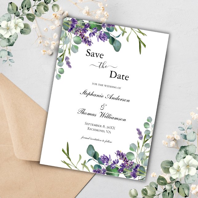 Reserve A Data Código QR moderno de Elegante Eucalyptus Elegante  (Boho Elegant Lavender Eucalyptus Formal Wedding Save the Date Card)