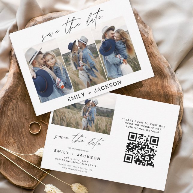 Reserve A Data Código QR Moderno Salvar Data 4 Elegante de Foto (Criador carregado)