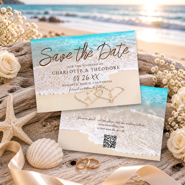 Reserve A Data Código QR Ondas do Oceano Azul Casamento Tropical  (Criador carregado)