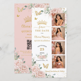 Reserve A Data Código QR Quinceanera Cabine de Foto Floral Rosa C
