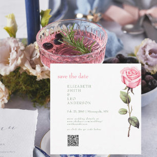 Reserve A Data Código QR Rosa Rosa Elegante Salvar Data