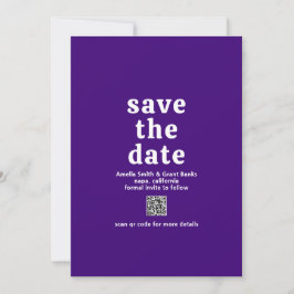 Reserve A Data Código QR Roxo Fonte Retro Casamento Moderno