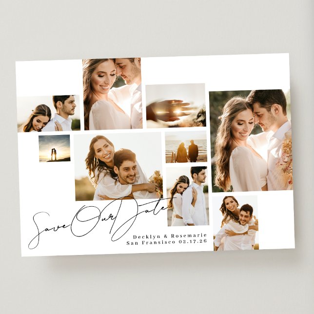 Reserve A Data Colagem Branca Moderna 9 Foto Múltipla (Criador carregado)