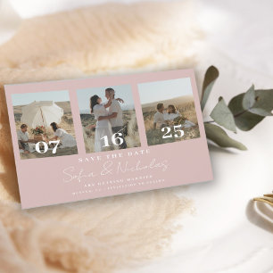 Reserve A Data Colagem de Casamento com Letra Moderna Rosa Bege