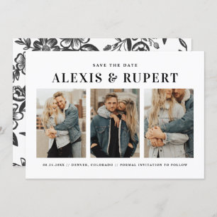 Reserve A Data Colagem de Fotografia Minimalista Preta