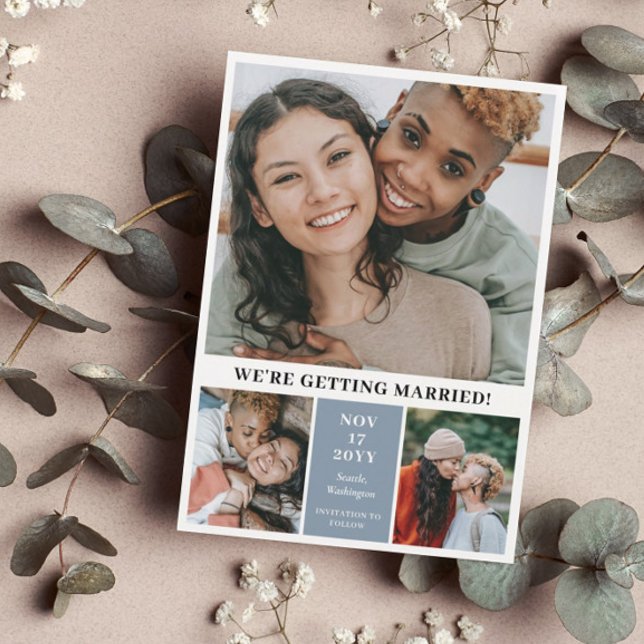 Reserve A Data Colagem de Fotografias Azul de Slate 3 Moderna Gua (Criador carregado)