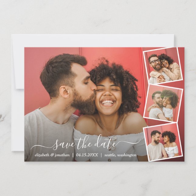 Reserve A Data Colagem de Fotografias de Script Elegante 5 Fotogr (Frente)