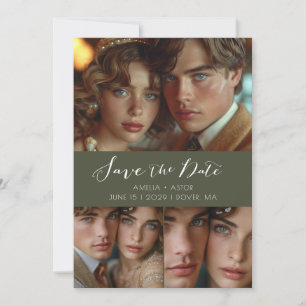 Reserve A Data Colagem de Fotografias de Script Moderno - Azul