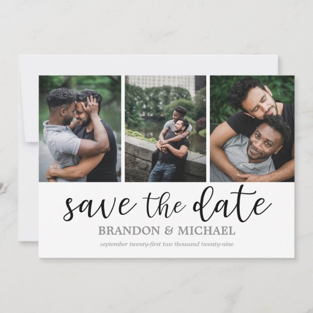 Reserve A Data Colagem de Fotografias de Script Moderno LGBTQ (Frente)