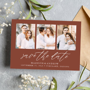 Reserve A Data Colagem de Fotos Brown 3 do Elegant Script