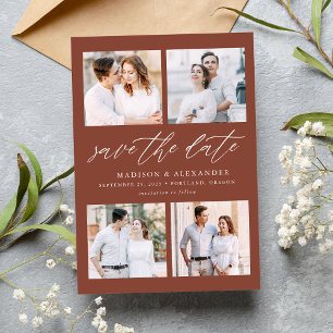 Reserve A Data Colagem de Fotos Brown 4 do Elegant Script