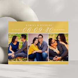 Reserve A Data Colagem de Fotos de Casamento Marigold Three