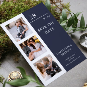 Reserve A Data Colagem de Fotos de Casamento Moderno com Quatro F