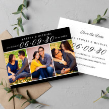 Colagem de Fotos de Casamento Preto Moderno Três