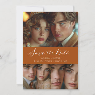 Reserve A Data Colagem de Fotos de Script Moderno Terracotta