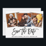 Reserve A Data Colagem de Fotos do Script 3 de Pincel Moderno<br><div class="desc">Casal 3 Foto De Script De Pincel Moderno Salva A Placa De Anúncio Do Noivado De Data</div>