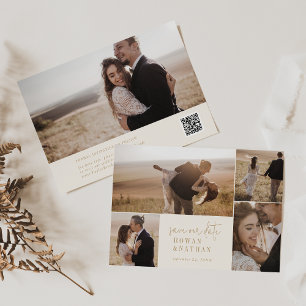 Reserve A Data Colagem de Fotos Dourada do Modern Chic Vintage