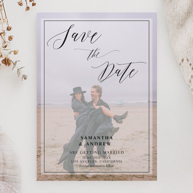 Reserve A Data Colagem de fotos Elegante 2 salvar casamento de da (Elegant 2 photos collage save the date wedding)