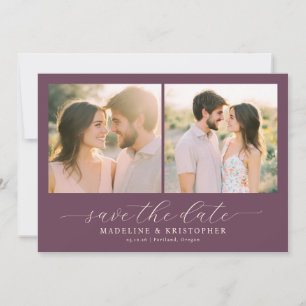 Reserve A Data Colagem de Fotos Elegante Roxo Romântico