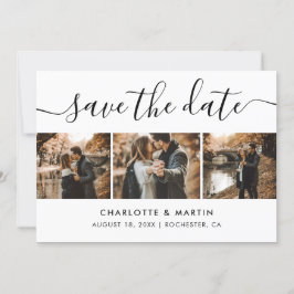 Reserve A Data Colagem de Fotos em Preto e Branco Elegante