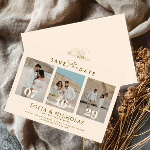 Reserve A Data Colagem de Fotos Moderna Boho Casamento