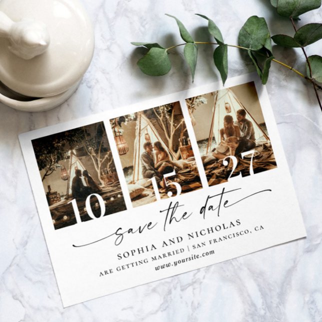 Reserve A Data Colagem de Fotos Moderna em Preto e Branco - Minim (Criador carregado)