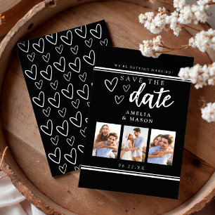 Reserve A Data Colagem de Fotos Moderna em Preto e Branco Save th