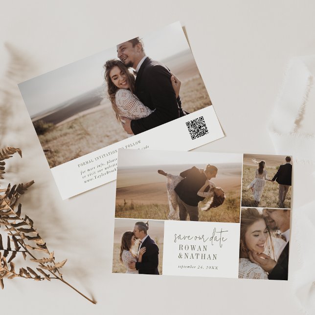 Reserve A Data Colagem de Fotos Moderna Verde e Branca (Criador carregado)