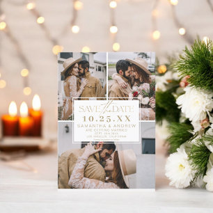 Reserve A Data Colagem de grade de 3 fotos moderno para salvar a 