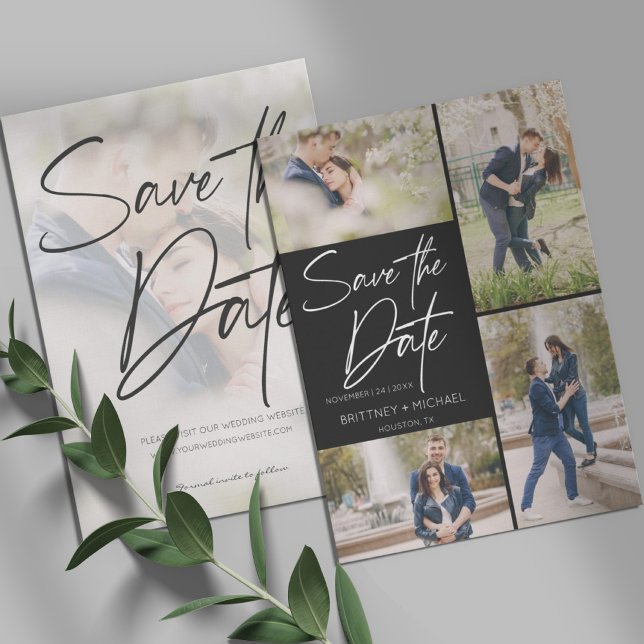 Reserve A Data Colagem de Imagem com Letra Mão Preta (Criador carregado)