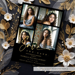 Reserve A Data Colagem de Quinceañera, Trendy Negra Espanhola, 4