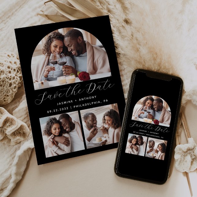 Reserve A Data Colagem mínima de 3 fotos em preto e branco (Criador carregado)