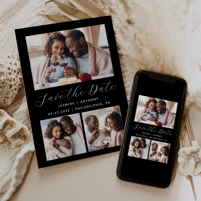 Reserve A Data Colagem mínima de 3 fotos, preto e branco (Criador carregado)