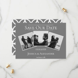 Reserve A Data Colagem Simples de 3 Fotos | Gray Save The Date