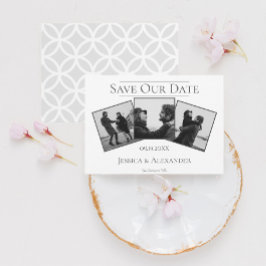 Reserve A Data Colagem Simples de 3 Fotos | Save The Date Branco