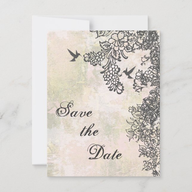 Reserve A Data Colibri Floral Save the Date Aviso de Casamento (Frente)