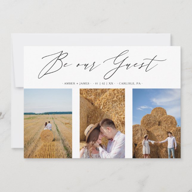 Reserve A Data Collage Three Photos Be Our Guest Romantic Wedding (Frente)