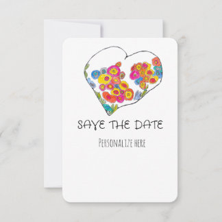 Reserve A Data Colorful Whimsical Heart Save the Date