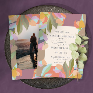 Reserve A Data Colorida Elegância Floral Quente Casamento Boho
