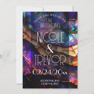 Reserve A Data Colorido Save the Date de Casamento com Geodo de O