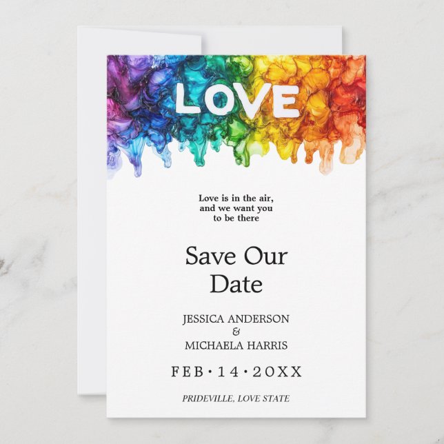 Reserve A Data 🌈 🐦 Com foto Casamento LGBTQ Pintado Com Amor  (Frente)