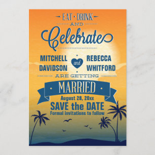 Reserve A Data Coma Bebida no Comemorar o Verão Sunset Guarde a D